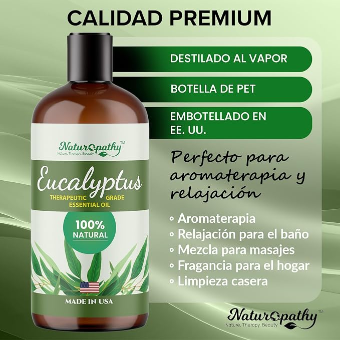Naturopathy Eucalyptus Essential Oil, Therapeutic Grade, Premium Quality Perfect for Aromatherapy (16 fl oz)