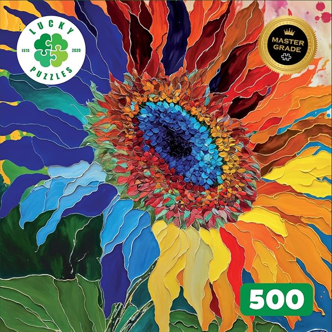 Lucky Puzzles – 500 Piece Jigsaw Puzzle for Adults | Sunflower Radiance | Floral Artwork Puzzle | Challenging Brain Teaser