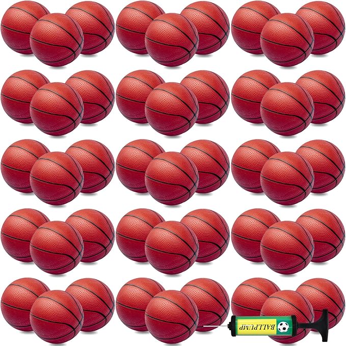 Oleitodh 40Pcs 6" Inflatable Mini Basketball Balls Bulk Inflatable Small Basketball Set, PVC Small Basketballs for Over The Door Hoop Games Party Favors Indoor Outdoor Play Adults Kids Pool Beach