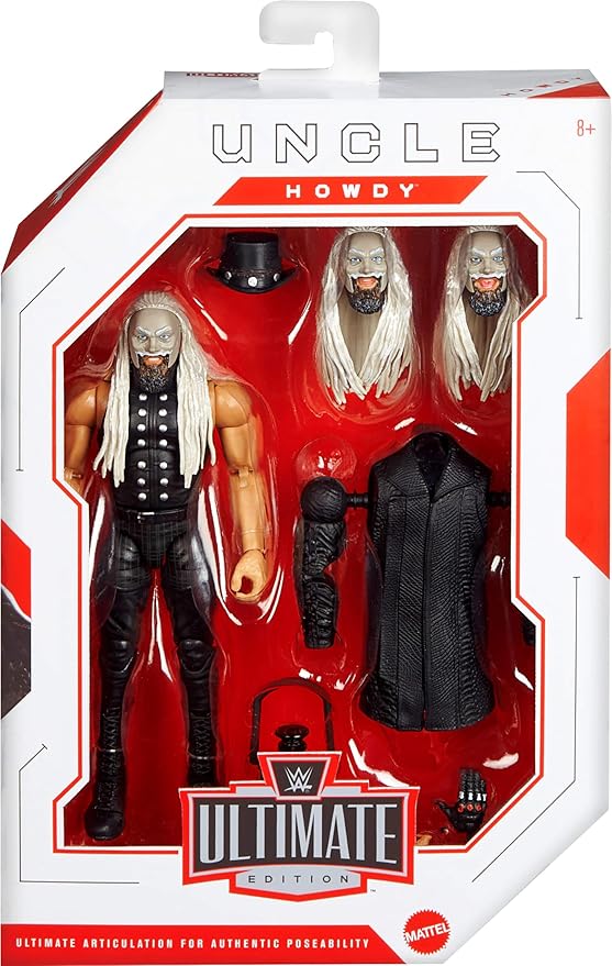 Mattel WWE Ultimate Edition Action Figure & Accessories Set, Uncle Howdy 6-inch Collectible with Swappable Heads & Hands, 30 Articulation Points