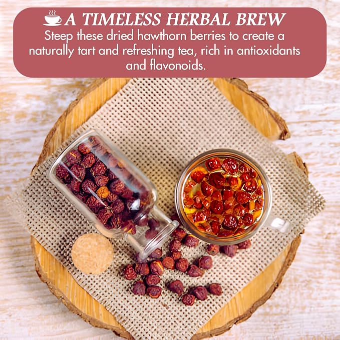 Cure wid Pure Organic Hawthorn Berry Tea 16oz | Non-GMO Caffeine-Free Hawthorne Berry Tea | Resealable Eco-Friendly Bag | Dried Hawthorn Berries For Heart Health,High Blood Pressure Support & Wellness