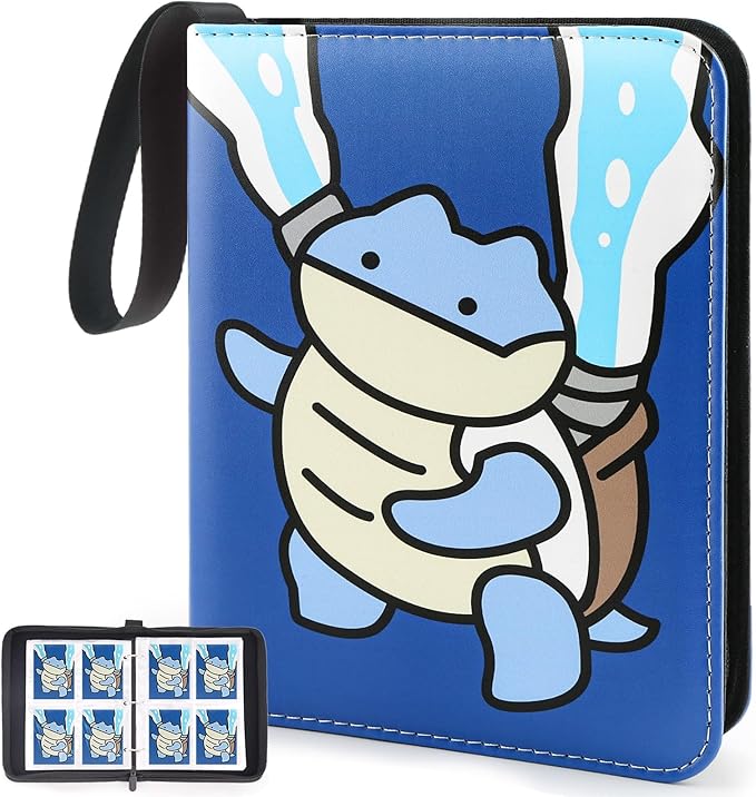 Premium Collectible Trading Card Albums，Card Binder Fits 400 Cards with 50 Removable Sleeves，Display Game Card Case book Holder, Turtle Themes