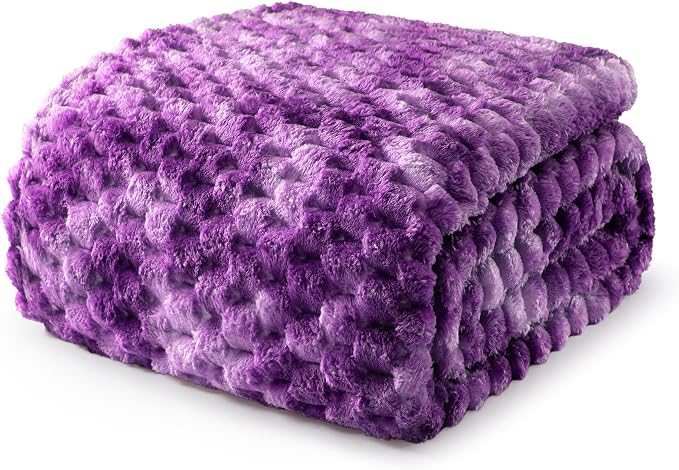 Exclusivo Mezcla 3D Fleece Twin Size Blanket for Bed, Tie-dye Purple | Extra Soft Fuzzy Plush Lightweight Bed Blankets, Cozy Fluffy Decorative Blankets for All Seasons, 60x80 Inches