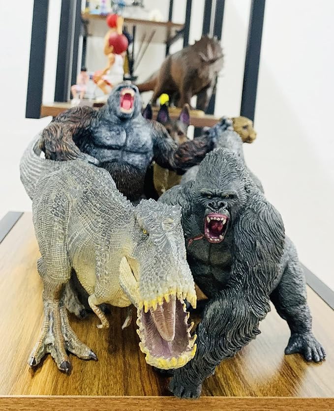 Gorilla VS Vastatosaurus Rex Dinosaur Toys with Realistic Rock Action Figure Rampage Gorilla Fight Tarbosaurus Animal Figurines for Role Playing for Kids