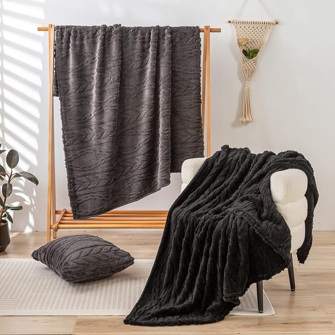 YUSOKI Sherpa Fleece Large Throw Blanket, Morel, 50"x65" | 3D Stylish Design,320GSM, Non-Shedding, Lightweight for All Season Use, stays fluffy after repeated washes, Perfect Gifts