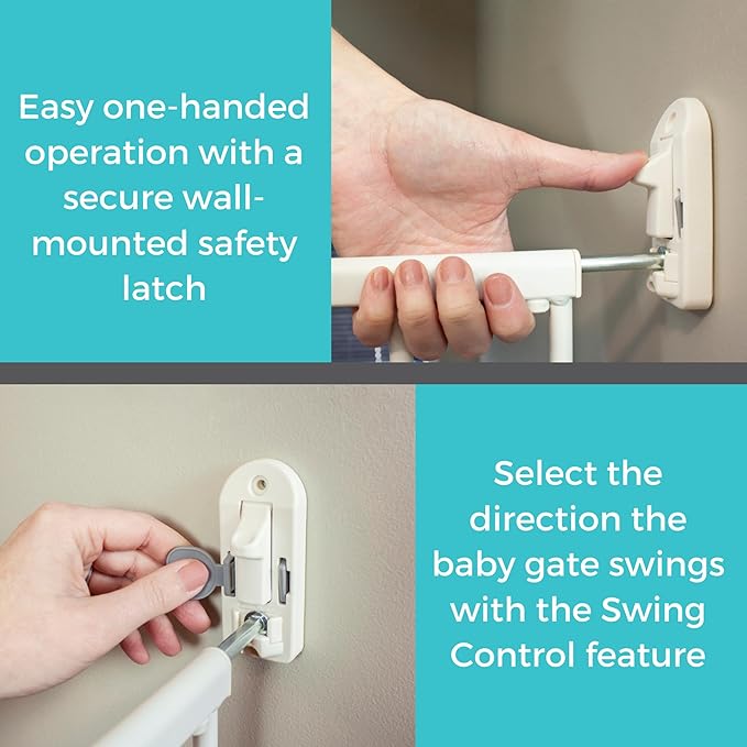 Toddleroo by North States - Tall Easy Swing & Lock Baby Gate Series 2: Hardware Mounted Metal Safety Gate for Stairs & Doorways - Adjustable 28.68 to 47.85 Inches Wide - 36 Inches Tall - Ivory