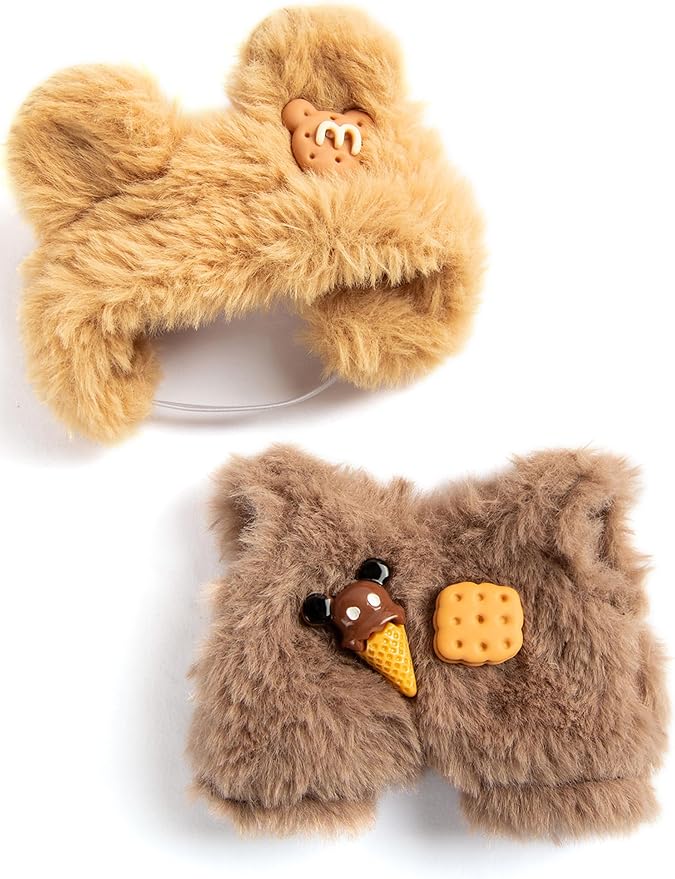 17cm Doll Clothes for Labubu - Plush Clothes for Dolls Outfit - Accessories for 17cm Dolls Clothes -Cute Sandwich Cookie Bear Costume, No Doll Included