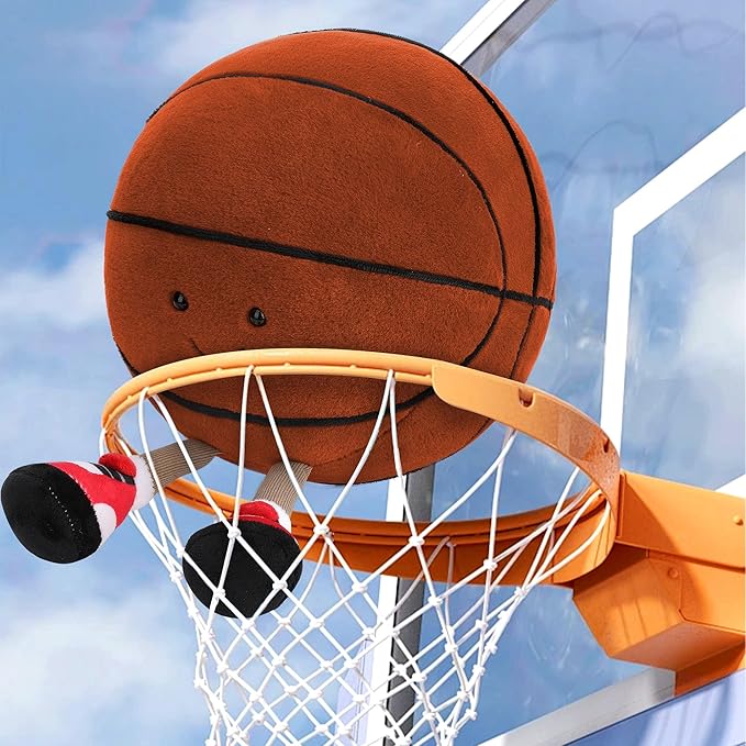 Cute Basketball Stuffed Animal, 11.2 inches Basketball Stuffed Toy, Soft Basketball Plush with Legs Sports Throw Pillow, Funny Sports Basketball GIF for Kids Boys Girls