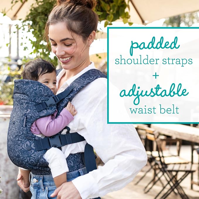 Infantino Flip 4-in-1 Convertible Baby Carrier, Adjustable, Ergonomic Hands Free Babywearing, Registry Essential, Carrier for Newborn to Toddler, Floral Navy