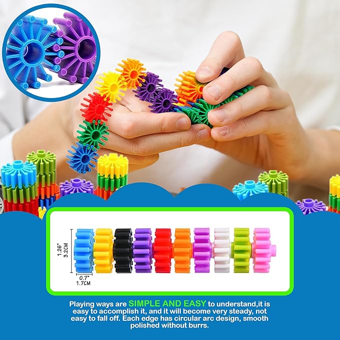 STEM Building Blocks Toys for Kids – Educational and Safe Gear Interlocking Construction Playset – Develop Creativity and Problem-Solving Skills