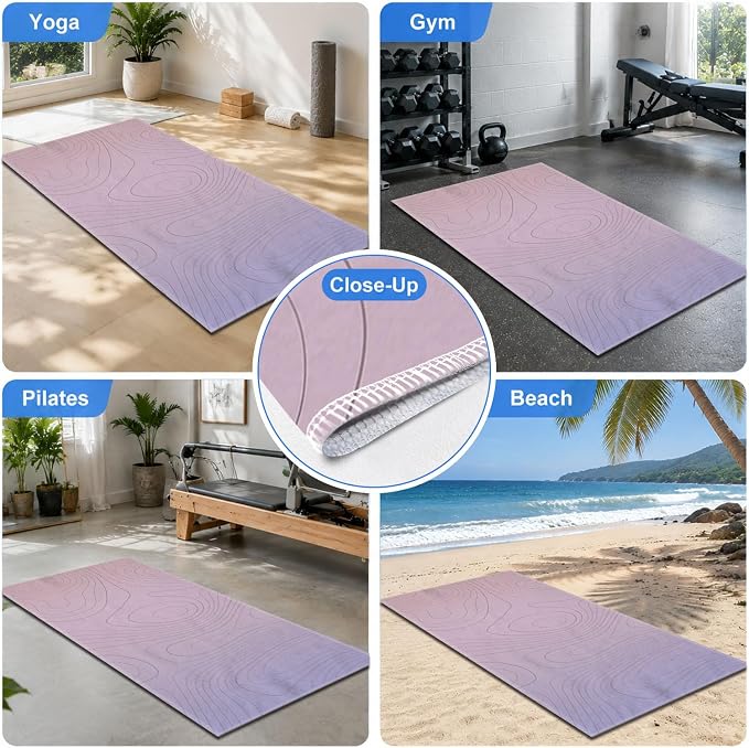 Yoga Mat Towel, Hot Yoga Non Slip with 4 Corner Pockets, 70 x 26 in | Soft Absorbent Microfiber With Four Corner Pockets, Fits Over Yoga Mats For Hot Yoga, Pilates, Gym, And Travel