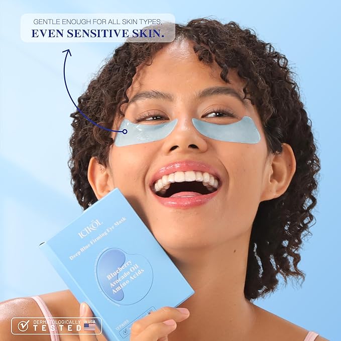 Blueberry Collagen Under Eye Patches, Eye Mask for Puffy Eyes and Dark Circles, Deep Hydrating Under Eye Mask Patches for Eye Bags Treatment, Under-eye Skincare for Dullness (12 pairs)