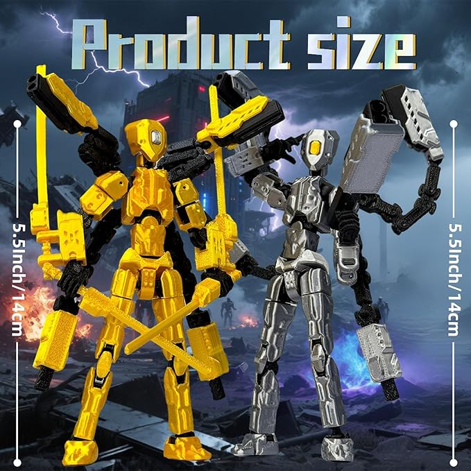 T13 Action Figure Set (Assembly Completed),3D Printed Multi-Jointed Movable,Nova 13 Figures Desktop Decorations for Game Lovers Toy (Yellow)