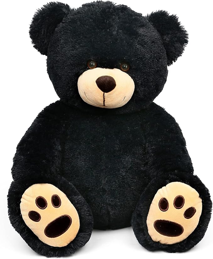 LotFancy Teddy Bear Stuffed Animals, 20 inch Soft Cuddly Plush Black Bear, Cute Toy with Footprints, Gift for Kids Baby Toddlers on Baby Shower, Birthday, Christmas, Easter Decoration