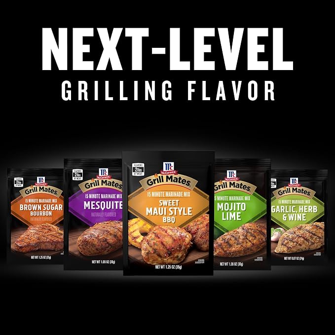 McCormick Grill Mates Marinade Mix, Hawaiian Style BBQ, Tropical Hawaiian-Inspired, 15 Minute Marinade for Chicken, Pork, and Seafood, 1.25 oz (Pack of 12)