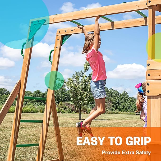 21 Inch Monkey Bars Kit Playground Monkey Bar Ladder Rungs for Backyard Indoor Outdoor Metal Monkey Bars Swing Set Playset Accessories (12 Pcs, Green)