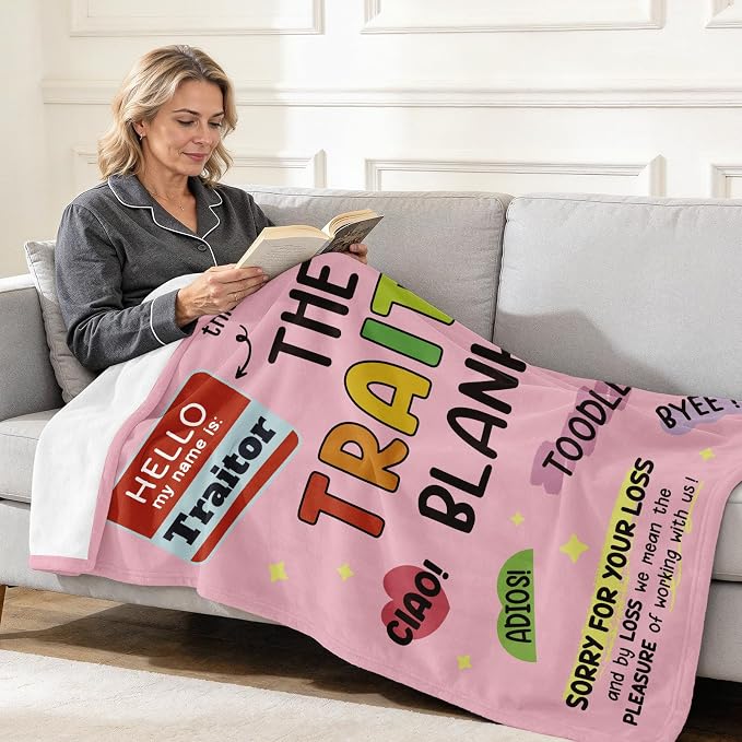 Farewell Gifts for Coworkers, Coworker Leaving Gifts for Women, Men | Pink Traitor Blanket 60" X 50", Goodbye&Going Away Gifts for Coworker, Work Besties, Leaving Gift for Employee Colleague Boss