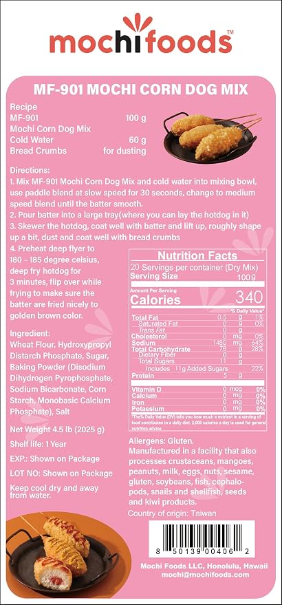 Original Mochi Corn Dog Mix - 4.5lbs - Crispy Chewy Fried Dough, Add Water, Cheese, Potatoes