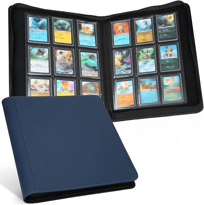 GERMUN Toploader Binder, Holds 324 Toploaders, 9 Pocket Top Loader Binders with Sleeves for 3 x 4'' Toploaders, Double-Sided Pocket Top Loader Storage Binder, Trading Card Binder - Diamond Blue