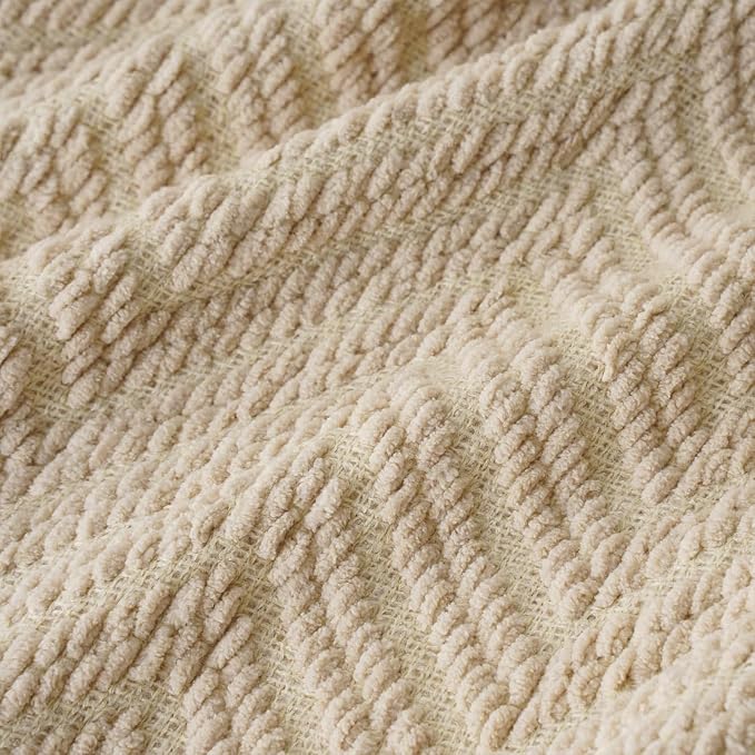 BATTILO HOME Beige Throw Blanket for Couch, Knitted Beige Throw for Bed, Neutral Throw Blankets Tan Throw Blanket for Room Decor Housewarming Gifts, 50" x 60" | Knitted Beige Blanket for Bed, Neutral Throw Blanket Warm Decorative Tan Throw Blankets for...