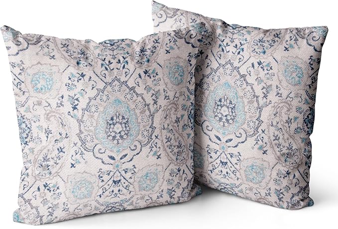 Snycler Boho Throw Pillow Covers 20x20 inch Set of 2 Terracotta Rust Blue Colored Throw Pillows Double Sided Boho Home Soft Decor for Bedroom Living Room Couch & Sofa (No Inserts)
