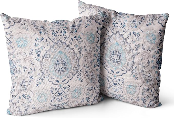 Snycler Boho Throw Pillow Covers 24x24 inch Set of 2 Terracotta Rust Blue Colored Throw Pillows Double Sided Boho Home Soft Decor for Bedroom Living Room Couch & Sofa (No Inserts)