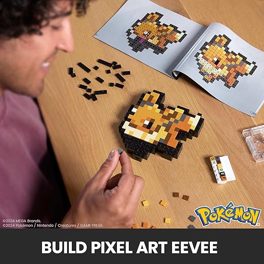 MEGA Pokemon Eevee 323 Piece Building Set Containing 1 Pixelated Retro Figure for Wall