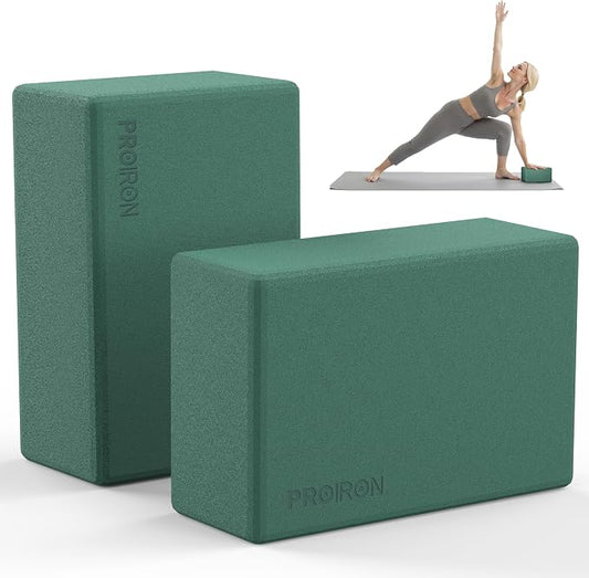 PROIRON Yoga Blocks, 2 Pack Supportive High Density Premium Eva Foam, Soft Non-Slip Surface with Curved Edges Stretch Blocks For Yoga, Pilates, Stretching