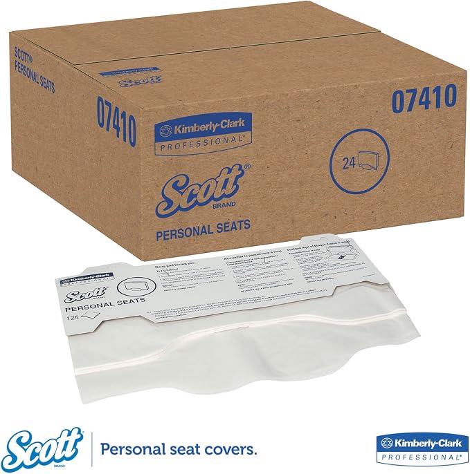 Scott 07410CT Personal Seats Sanitary Toilet Seat Covers, 15-Inch x 18-Inch , 125/Pack, 3000/Carton