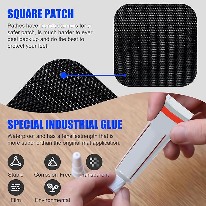 Trampoline Patch Repair Kit 4.1'' x 4.1'' Square Patches | Repair Trampoline Mat Tear or Hole in a Trampoline