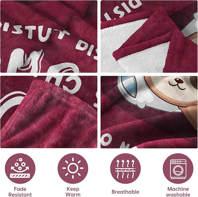 Leebbsin Funny Gifts for Mom, Birthday Gifts for Mom from Daughter Son | Mom is Charging Sloth Blanket, 60" x 50", Burgundy, Mom Gift for Christmas Mothers Day, Soft Sloth Throws Blanket for Mother