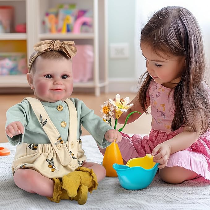 Ktaxon Reborn Baby Doll with 2 Set Clothes, 20-Inch Soft Cloth Body Realistic Baby Doll with All Accessories, Newborn Baby Dolls for 3+ Year Old Girls & Boy (Blue)