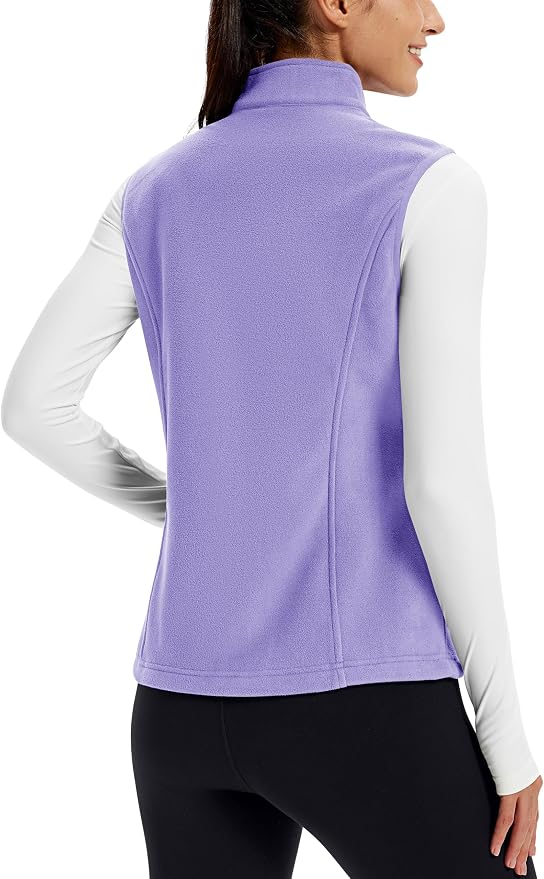 TACVASEN Women's Fleece Vest Lightweight Sleeveless Zip Jacket Outerwear | Soft Polar,Zipper Pockets,Stand Collar,Fall Winter Warm,Outdoor,Athletic,Running,Hiking,Travelling,Golf,Work