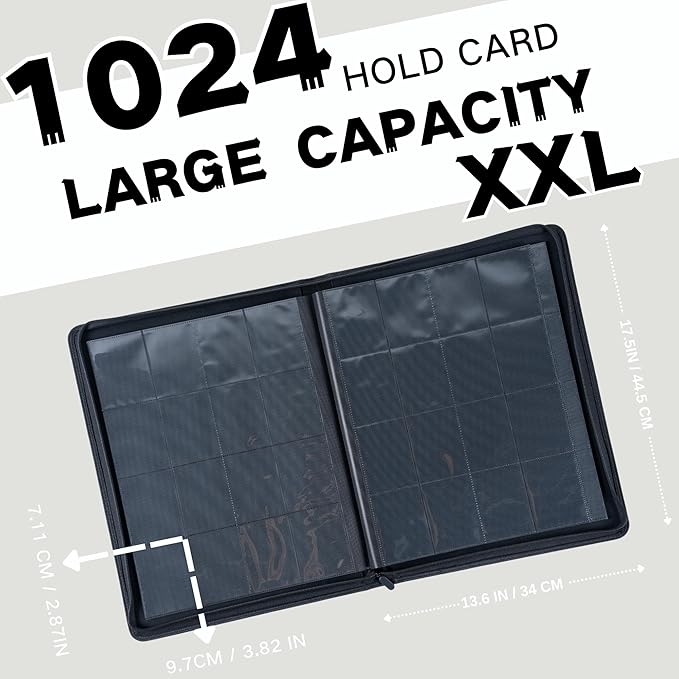 1000+ Pockets Trading Card Binder, 16-Pocket Card Ablum Compatible with MTG,Sports Cards & Other Standard Size Trading Cards (White)