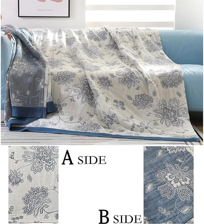 MSGKV Boho Throw Blanket 80"x90" 100% Cotton Reversible Throw Couch Bed | 100% Cotton Throw, Reversible Woven, Summer Breathable, Lightweight Comfort, Living Room Decor, Home Decorative