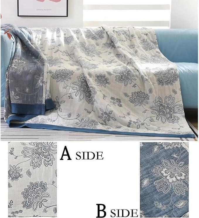 MSGKV Summer Throw Blanket 60"x80" 100% Cotton Woven Decorative Throw | 100% Cotton Woven, Decorative Throw Blanket, Soft & Lightweight, Couch & Bed Use, Living Room Accent, Machine Washable