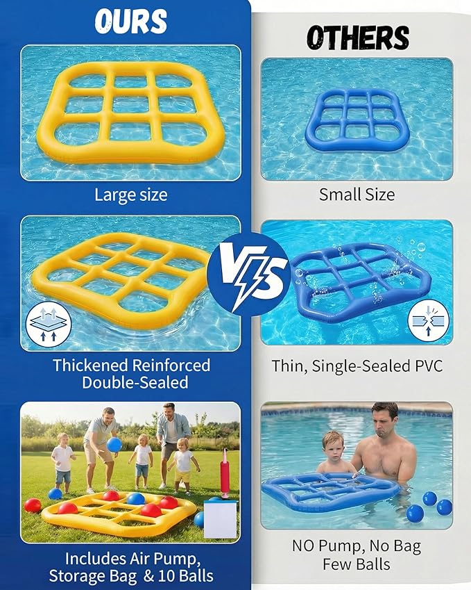 Pool Toy Set for Kids, Tic-Tac-Toe Pool Floats Fun Toy Kit for Adults Teens, Water Fun Pool Game Accessories for Outdoor Party, Summer Pool Inflatables Stuff