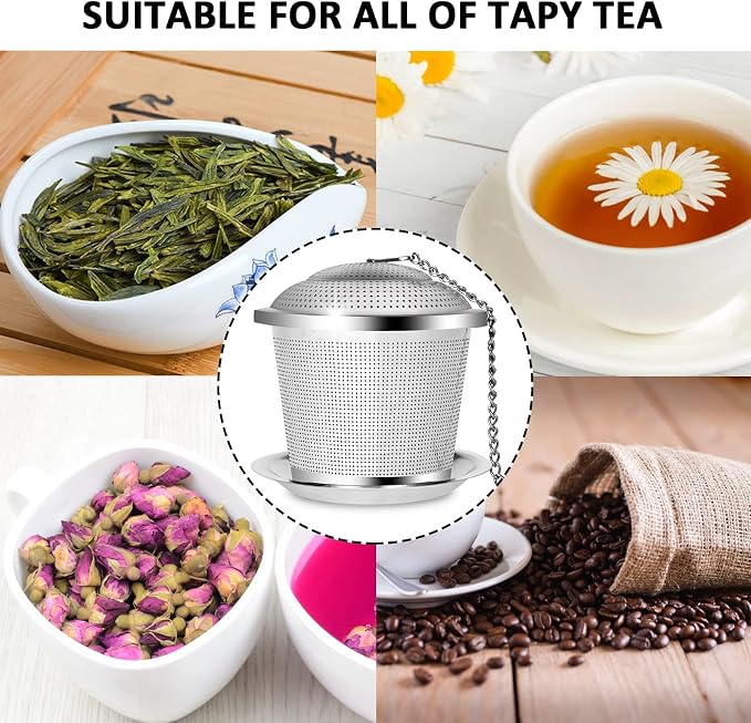 Numola Loose Leaf Tea Infuser Set | Reusable Stainless Steel Tea Balls, Fine Mesh Tea Strainers, Includes Scoop and Drip Trays, Extended Chain Hook