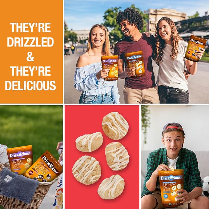 Drizzilicious Mini Flavored Rice Cakes Cinnamon Swirl - Rice Crisps, Healthy Snack for Adults and Kids, Vegan, Gluten Free Snack, Allergen Free, Only 90 Calories Per 21 Pieces - 4 oz (Pack of 1)