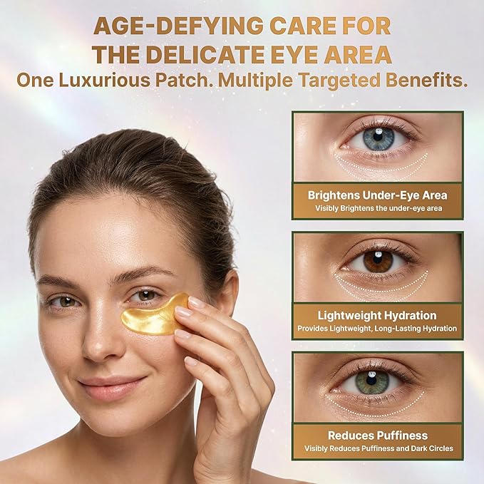 19/90 Brightening Eye Patches - Anti-Aging & Hydrating Eye Pads for Puffiness, Dark Circles Treatment - (Alpha-Arbutin, Glutathione, Niacinamide) - Gold Eye Patches 15 Pairs, Vegan, Cruelty-Free