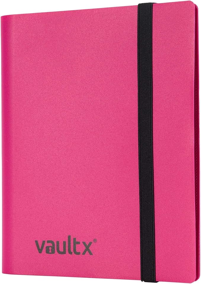 Vault X 4 Pocket Standard Strap Binder, Holds 160 Trading Cards in 20 Side-Loading Pages (Pink)