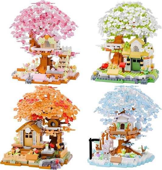Japanese Cherry Blossom Tree Mini Micro Building Block Sets，Flowers House Mini Bricks Building Kit- Ideal DIY & Home Decor for Adults, Fun Creative Gift for Kids.