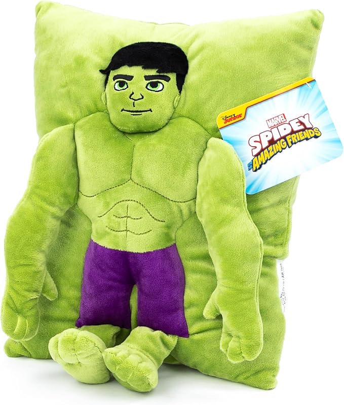 Jay Franco Marvel Spidey & His Amazing Friends Hulk 3D Snuggle Plush Pillow - Super Soft Green Avengers Pillow - Measures 15 Inches