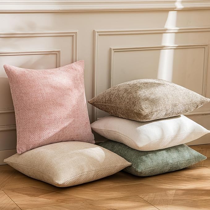 a moment Pink Spring Chenille Throw Pillow Covers 12x20 Inch Pack of 2 Modern Decorative Throw Pillow Covers Farmhouse Cross Covers Modern Home Decor for Sofa Bedroom Living Room