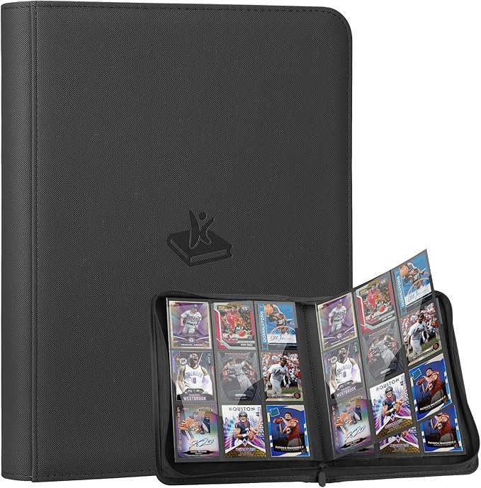 Trading Card Binder 9 Pocket, 360 Pockets Double-Sided Card Album, Premium PU Leather Zipper Card Holder for MTG, TCG, Sports & Game Cards, Must-Have for Collectors（Black）