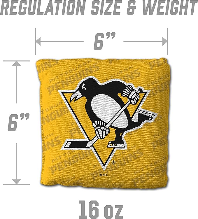 YouTheFan Officially-Licensed NHL Set of 4 Cornhole Bags - All Weather Regulation 6” x 6” Size - 16oz Weight - Designed in USA