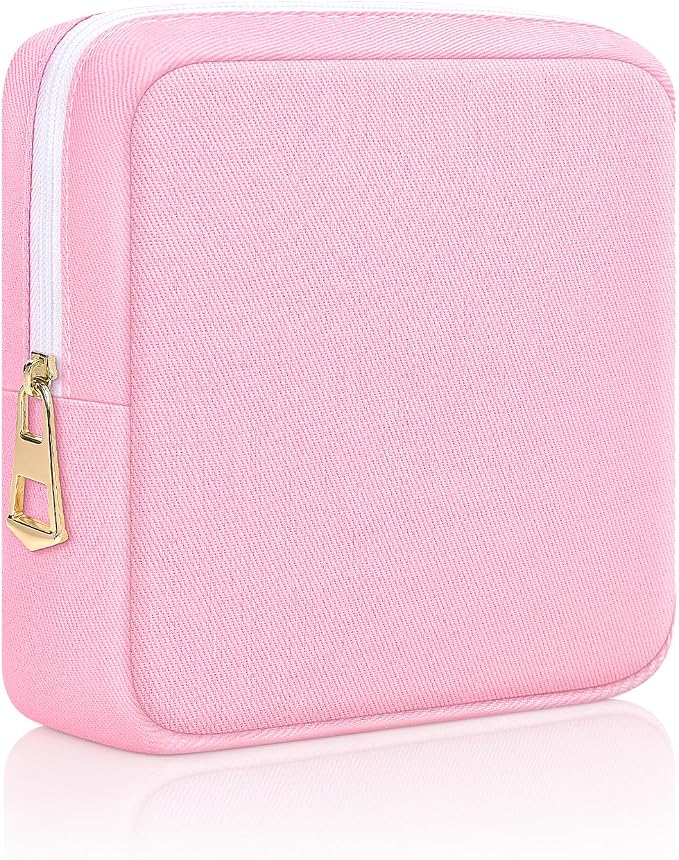 Period Pouch Discreet Sanitary Napkin Storage Bag Pad Bags Pink | Pink, Portable, Menstrual Cup & Pad Holder, First Period Kit Storage, Feminine Bag for Women