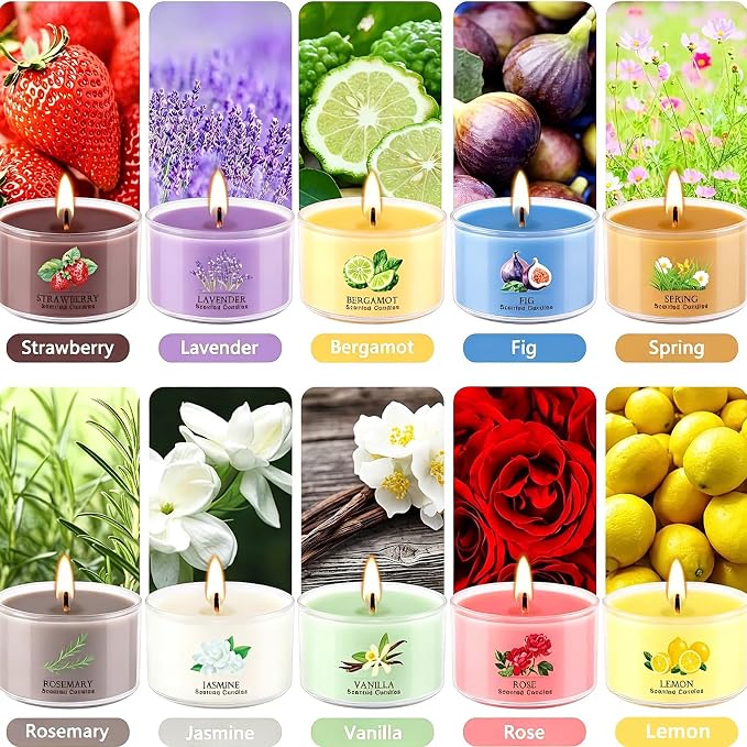 20 Pack Scented Candles, 1.6 oz Mini Candles Bulk, Small Candles Set with 10 Fragrances, Natural Soy Wax, Aromatherapy Gifts for Home Decor, Yoga, Relaxation, Women