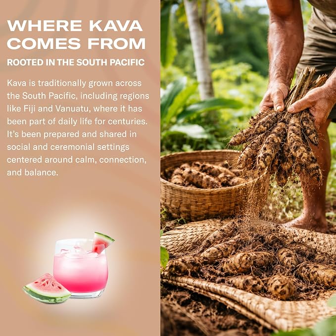 Psychedelic Water Good Mood Mix Watermelon Kava Drink Mix Packets - 250mg Noble Kava Root + Mucuna Pruriens - Vegan, Non-GMO, Gluten-Free - AlcoholFree Relaxation Drink - 14 Servings