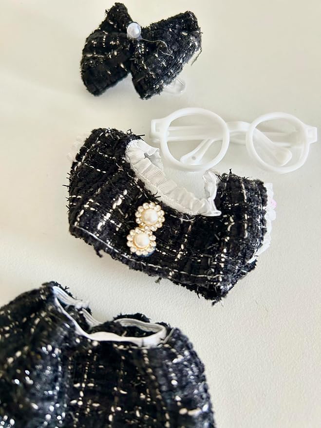 2 Sets Cute Doll Clothes for labubu,17cm Dolls Outfit Accessories,for la-bubu Dolls/for la-bubu Outfit, Black Set and Yellow Set It's a Gift for labubu Enthusiasts and Collectors (No Doll)